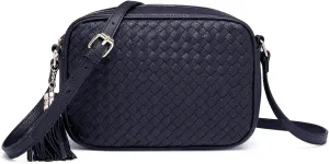 AFKOMST Woven Crossbody Bags for Women Small Summer Purse and Boho Handbags with Tassels,Vegen Leather