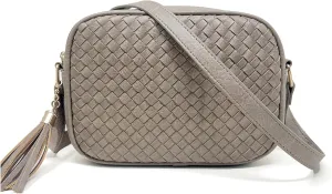 AFKOMST Woven Crossbody Bags for Women Small Summer Purse and Boho Handbags with Tassels,Vegen Leather