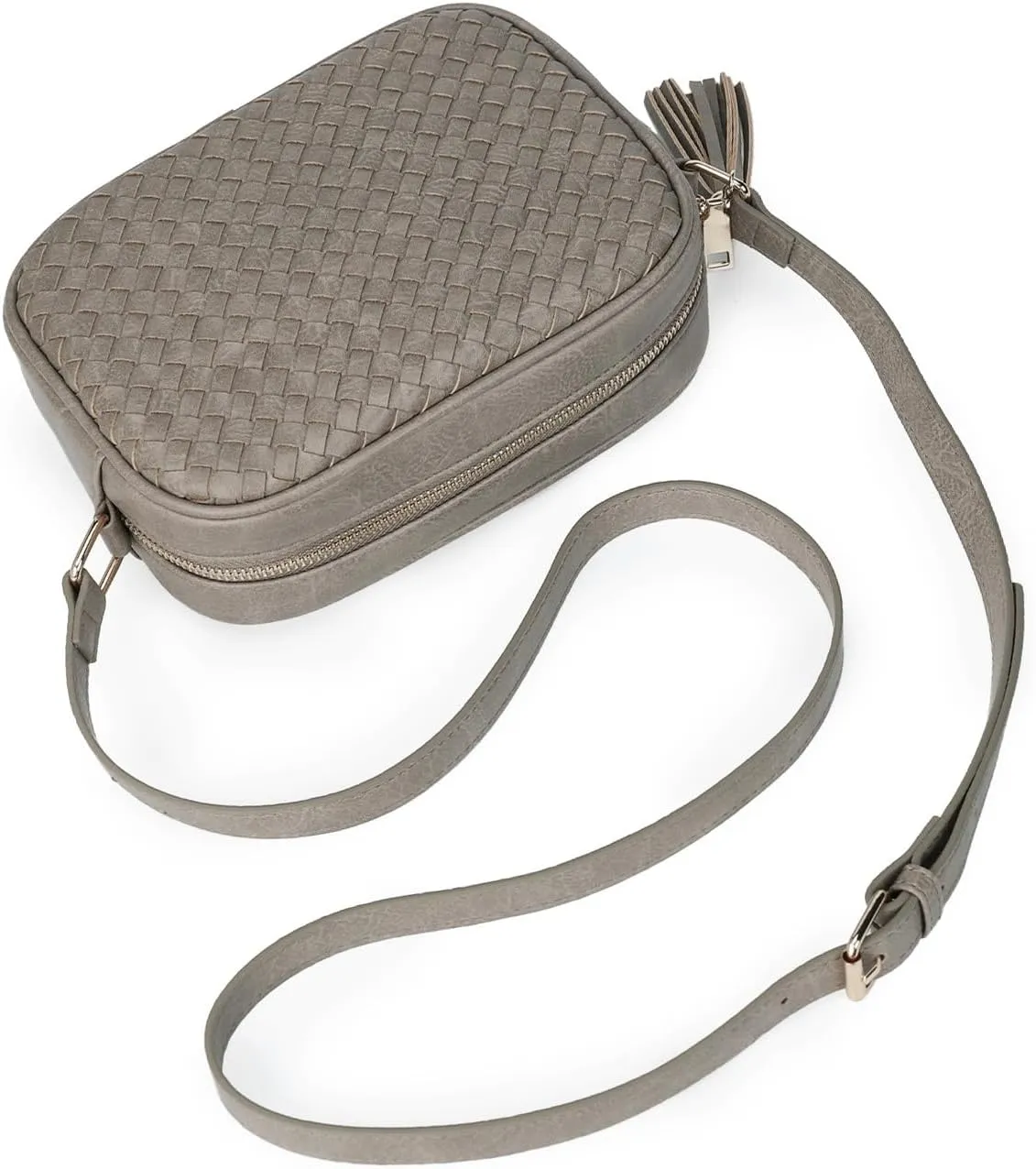 AFKOMST Woven Crossbody Bags for Women Small Summer Purse and Boho Handbags with Tassels,Vegen Leather