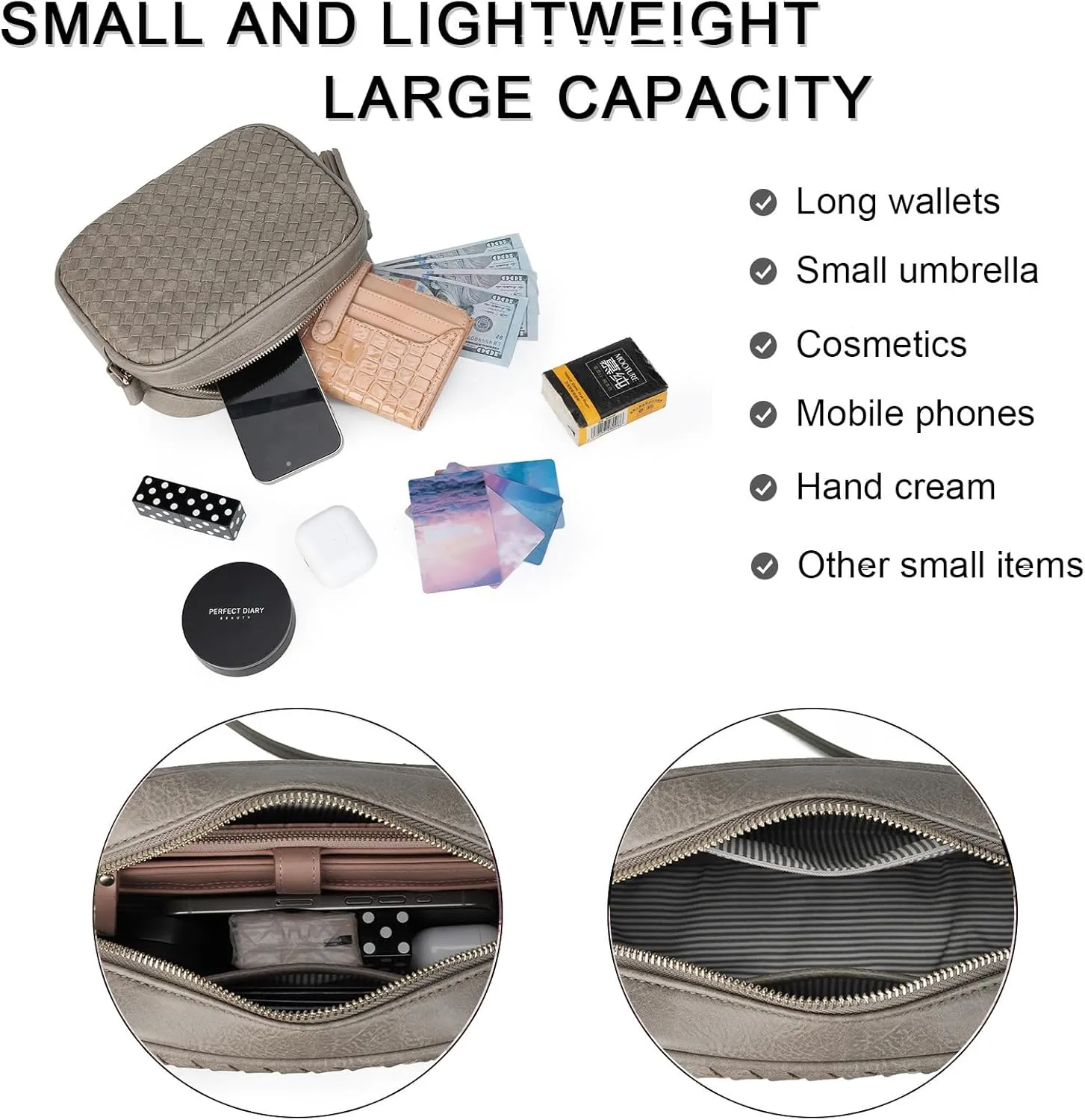 AFKOMST Woven Crossbody Bags for Women Small Summer Purse and Boho Handbags with Tassels,Vegen Leather