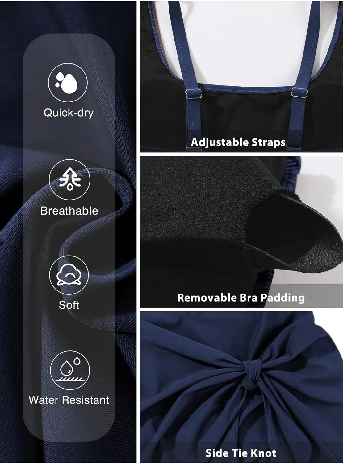 Aleumdr One Piece Swimdress Swimsuits for Women Tummy Control Tie Knot Swim Dresses Skirt Bathing Suit
