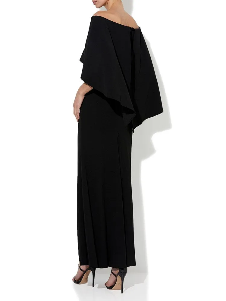 Ariella Black Stretch Crepe Gown