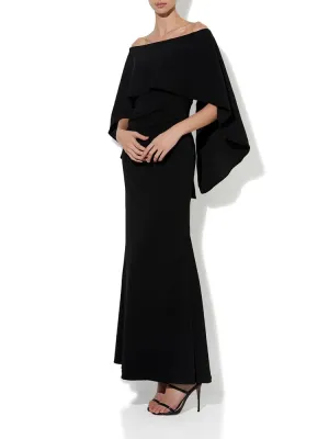 Ariella Black Stretch Crepe Gown
