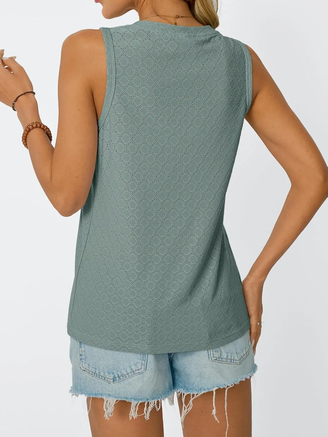 AUTOMET Tank Top for Women Eyelet Embroidery Summer Sleeveless V Neck Flowy Casual Tops Beach Vacation Fashion Boho Shirt