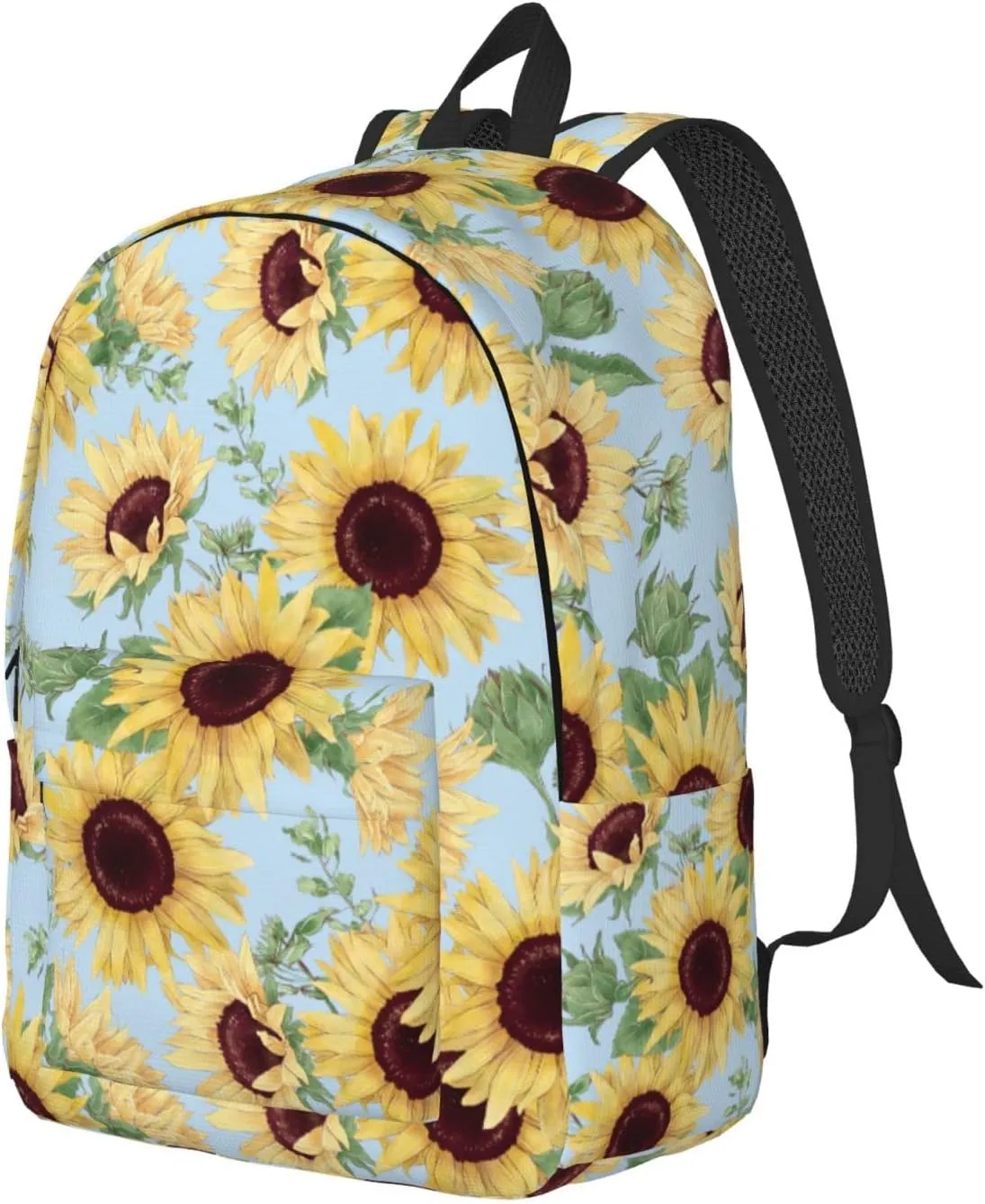 Backpack Sunflower Blue Floral Watercolor Laptop Rucksack School Bookbag Casual Daypack for 3th 4th 5th Student Teens Travel Hiking 16 Inch