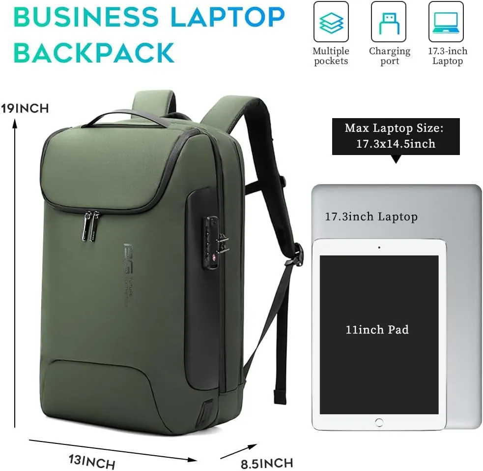 BANGE Anti-Theft Backpack,Tech Backpacks, 17 Inch Laptop Backpack with USB3.0 Charging Port, Mens Travel Backpack for Men and Women