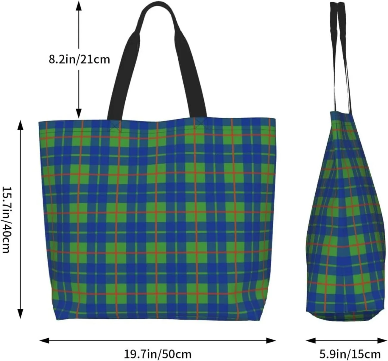 Blackwatch Modern Tartan Tote Bag For Women Weekender Travel Bag Reusable Grocery Bags Large Totes Handbags
