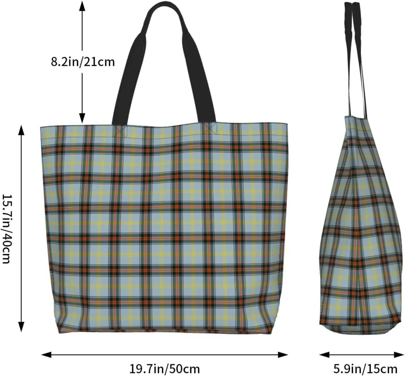 Blackwatch Modern Tartan Tote Bag For Women Weekender Travel Bag Reusable Grocery Bags Large Totes Handbags