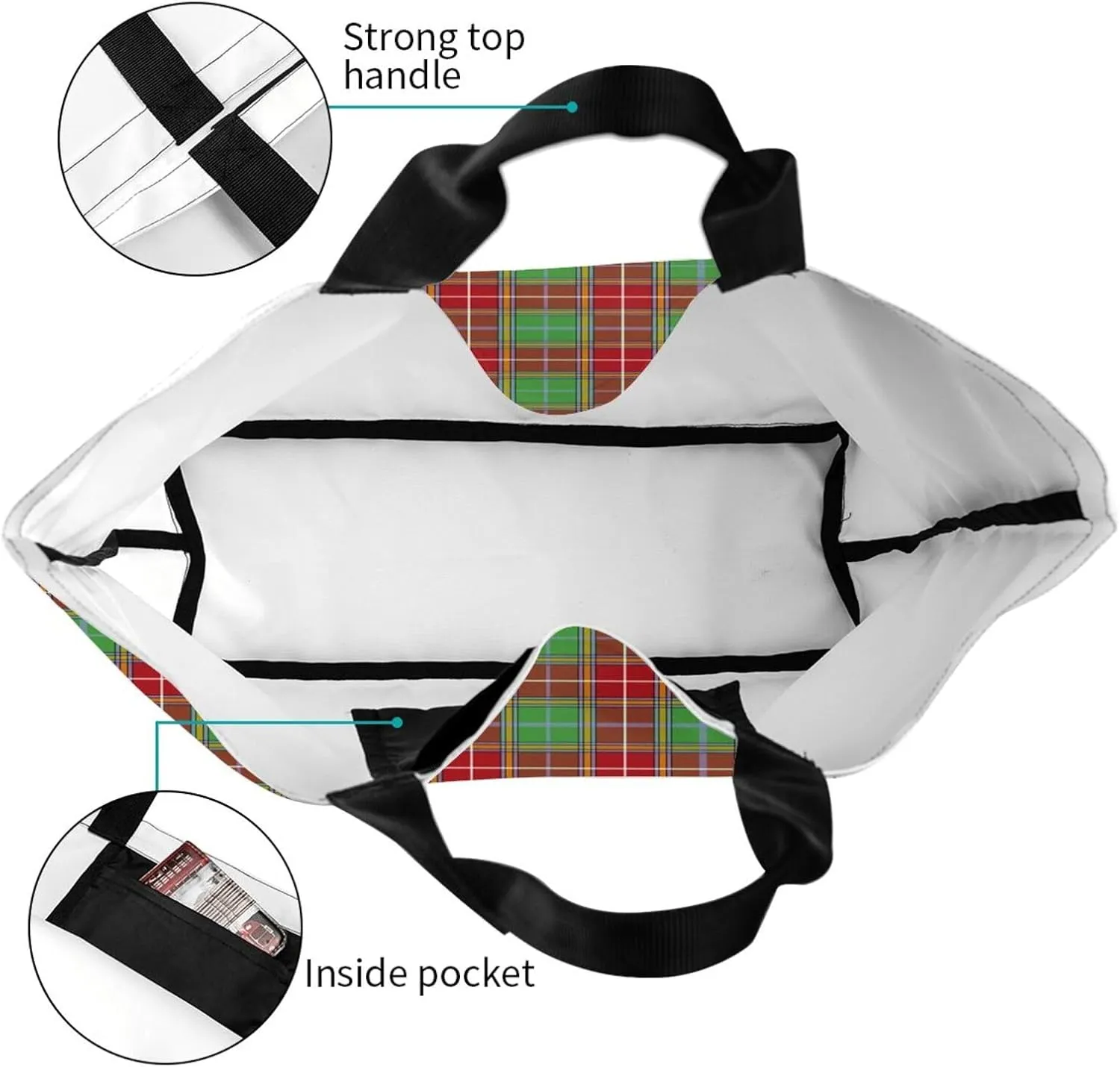 Blackwatch Modern Tartan Tote Bag For Women Weekender Travel Bag Reusable Grocery Bags Large Totes Handbags