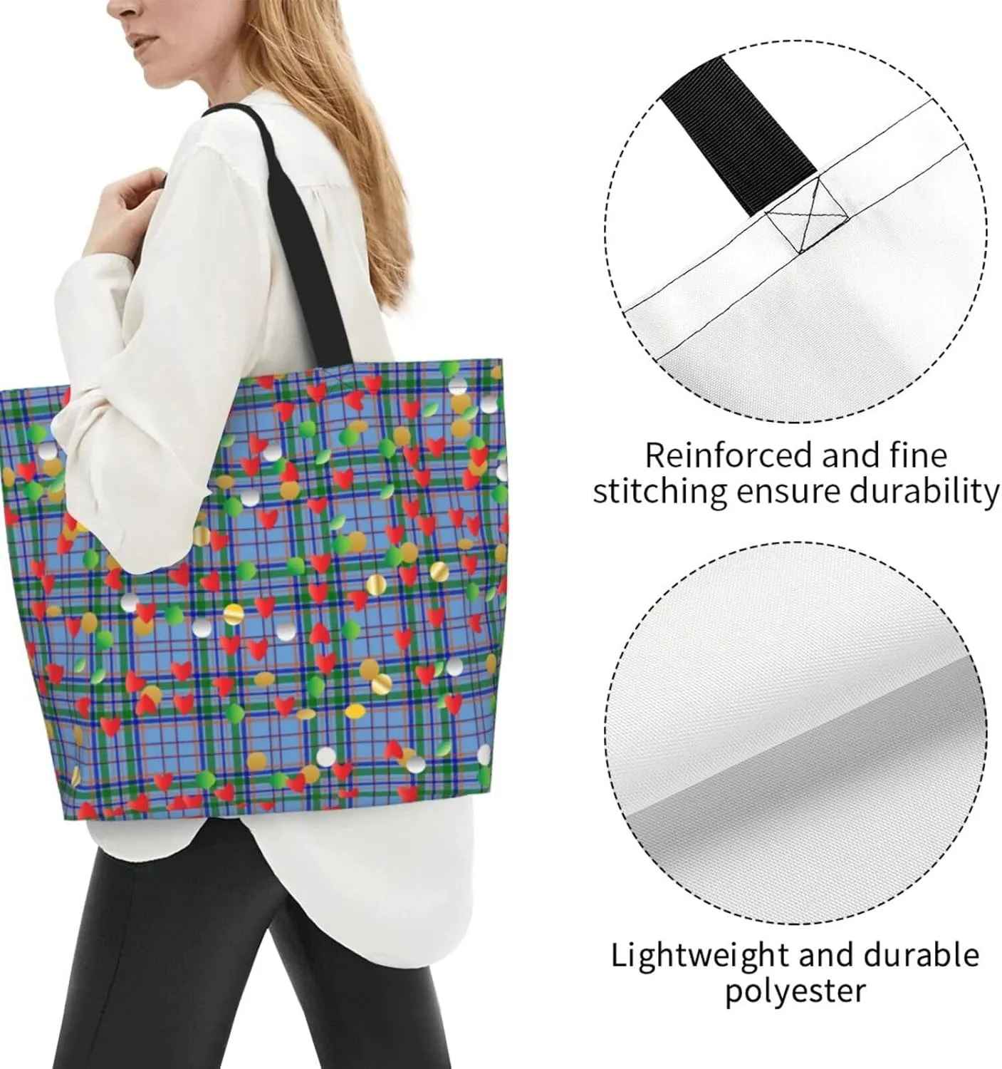 Blackwatch Modern Tartan Tote Bag For Women Weekender Travel Bag Reusable Grocery Bags Large Totes Handbags
