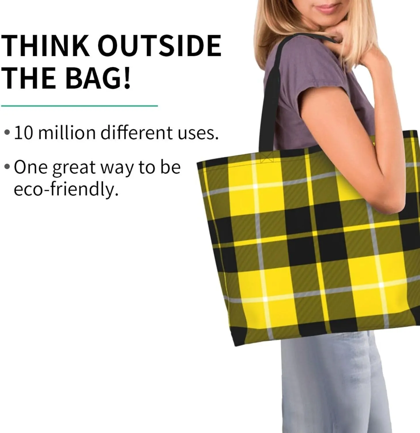 Blackwatch Modern Tartan Tote Bag For Women Weekender Travel Bag Reusable Grocery Bags Large Totes Handbags
