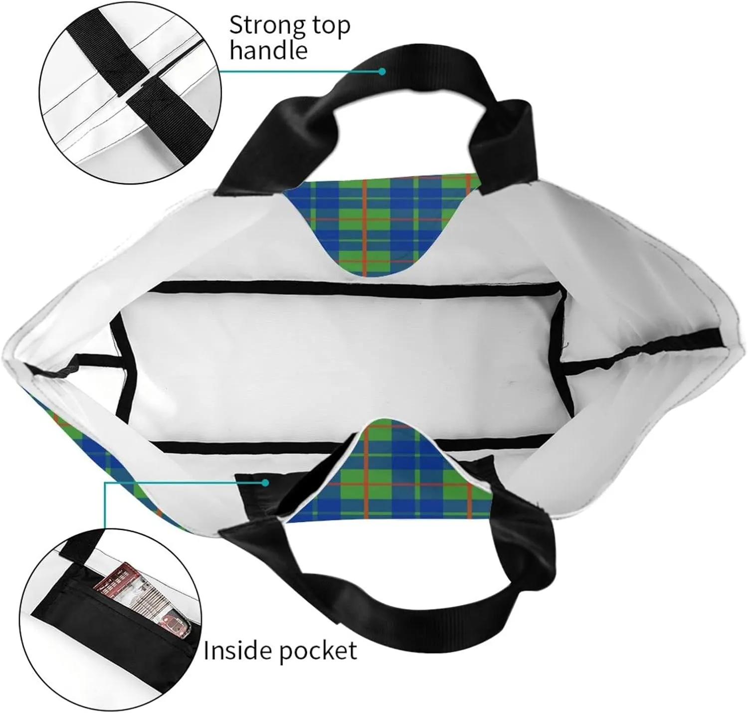 Blackwatch Modern Tartan Tote Bag For Women Weekender Travel Bag Reusable Grocery Bags Large Totes Handbags