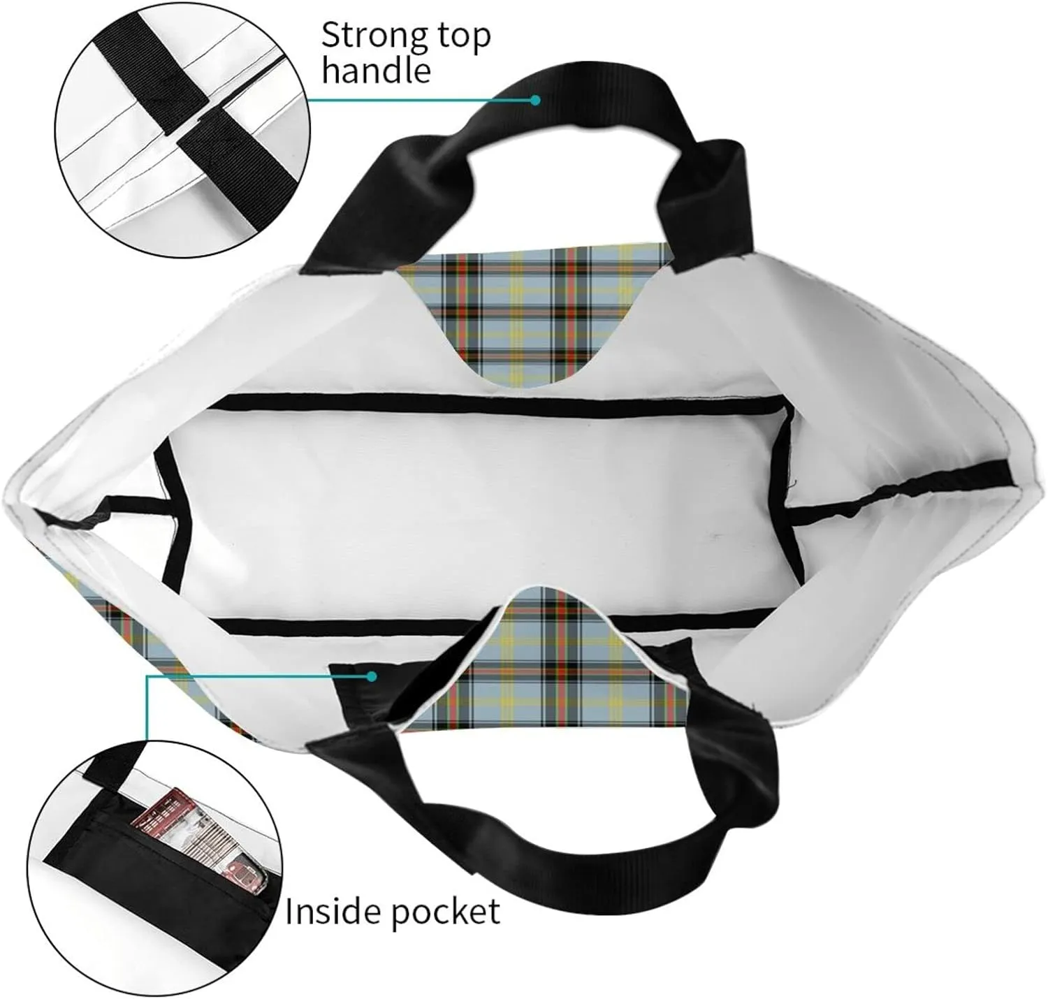 Blackwatch Modern Tartan Tote Bag For Women Weekender Travel Bag Reusable Grocery Bags Large Totes Handbags