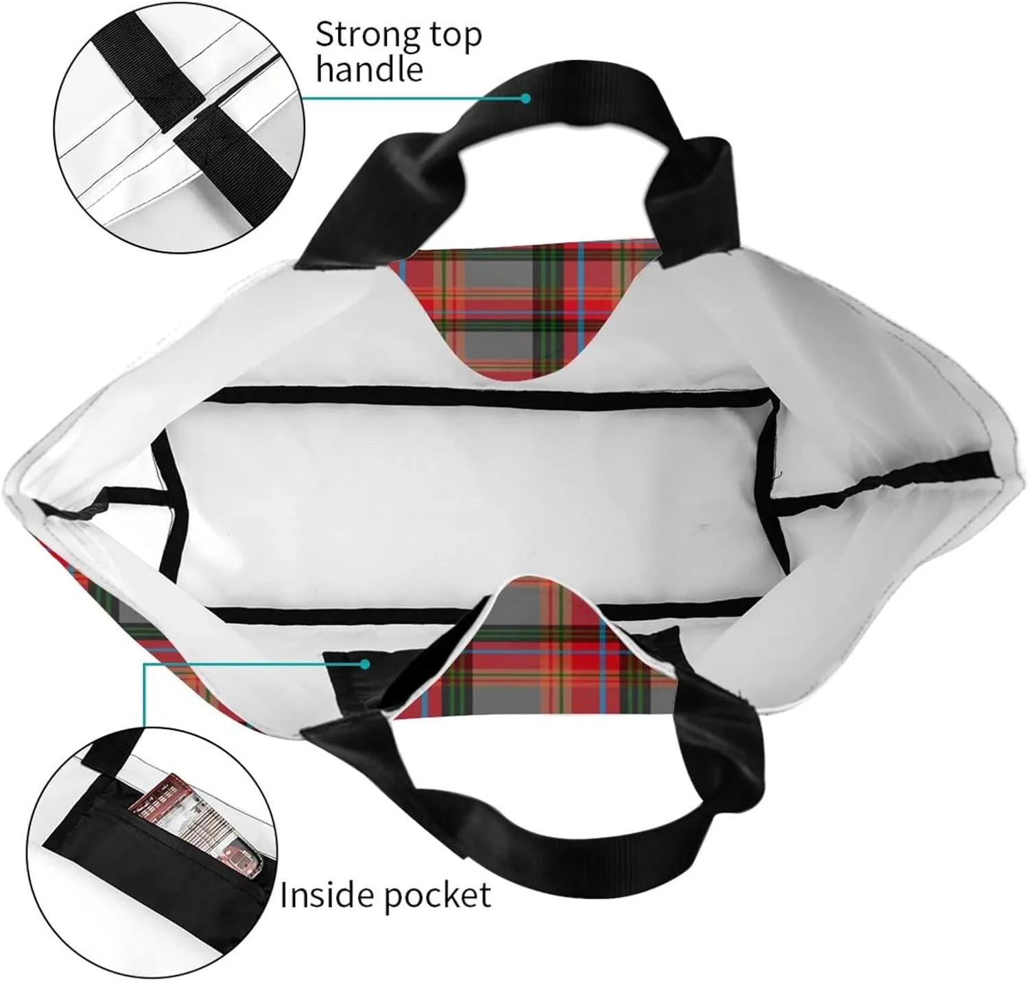 Blackwatch Modern Tartan Tote Bag For Women Weekender Travel Bag Reusable Grocery Bags Large Totes Handbags
