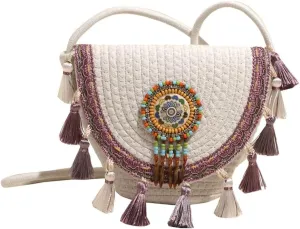 Boho Straw Woven Crossbody Bags for Women Knitted Clutch Purse Tassel Envelope Shoulder Handbag Satchels For Travel