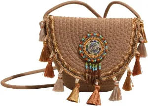 Boho Straw Woven Crossbody Bags for Women Knitted Clutch Purse Tassel Envelope Shoulder Handbag Satchels For Travel