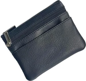 Bullz Genuine Leather Coin Purse Keychain Wallet for Women and Men- Small Zipper Pouch, Card, Paper bill, ID, Key and Change Purse, Iris Pouch & Coin Holder for Car (Black)