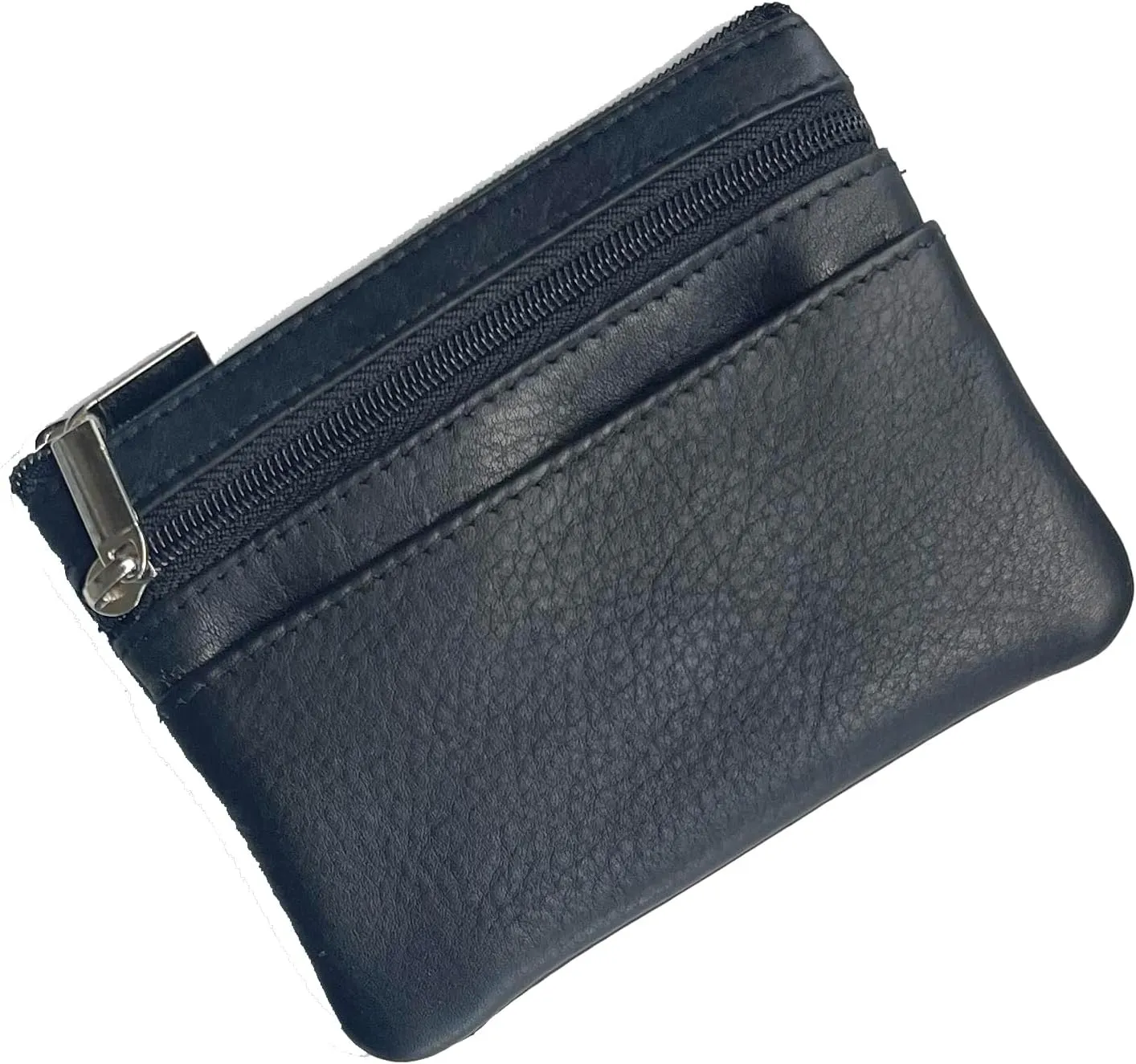 Bullz Genuine Leather Coin Purse Keychain Wallet for Women and Men- Small Zipper Pouch, Card, Paper bill, ID, Key and Change Purse, Iris Pouch & Coin Holder for Car (Black)