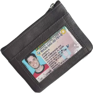 Bullz Genuine Leather Coin Purse Keychain Wallet for Women and Men- Small Zipper Pouch, Card, Paper bill, ID, Key and Change Purse, Iris Pouch & Coin Holder for Car (Brown)