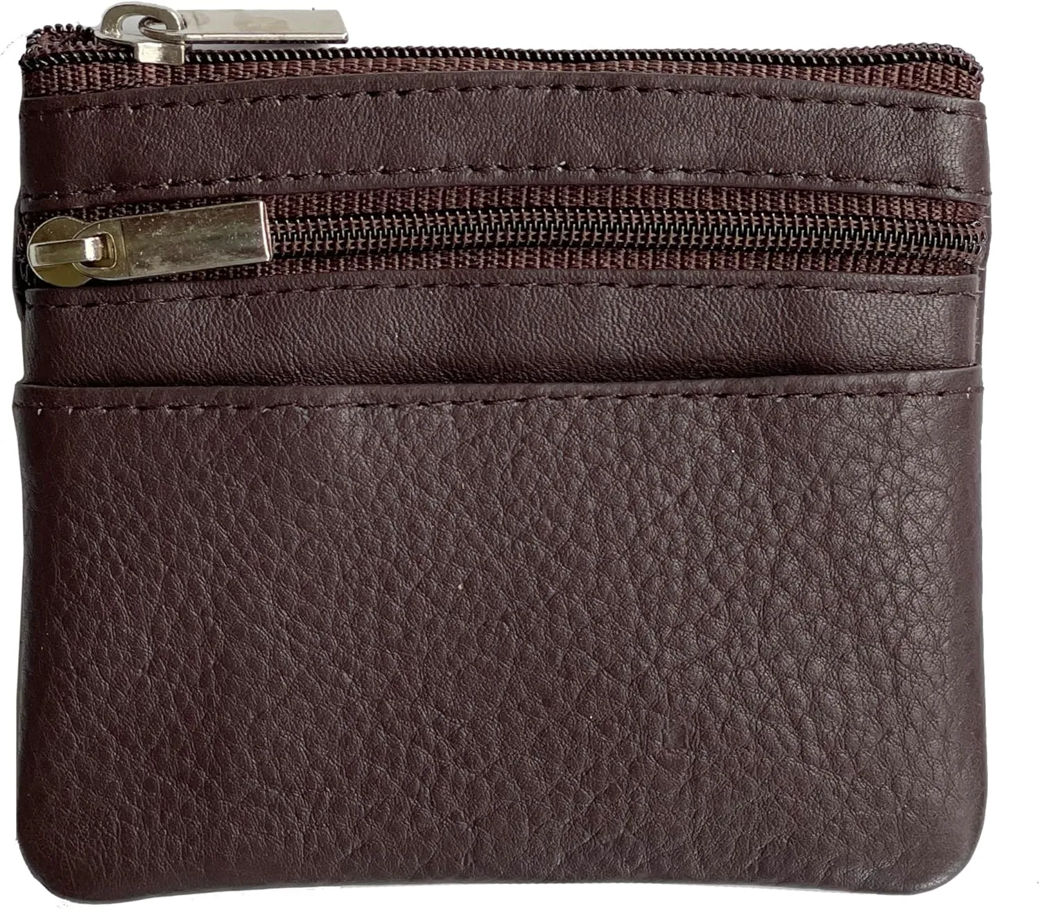 Bullz Genuine Leather Coin Purse Keychain Wallet for Women and Men- Small Zipper Pouch, Card, Paper bill, ID, Key and Change Purse, Iris Pouch & Coin Holder for Car (Brown)