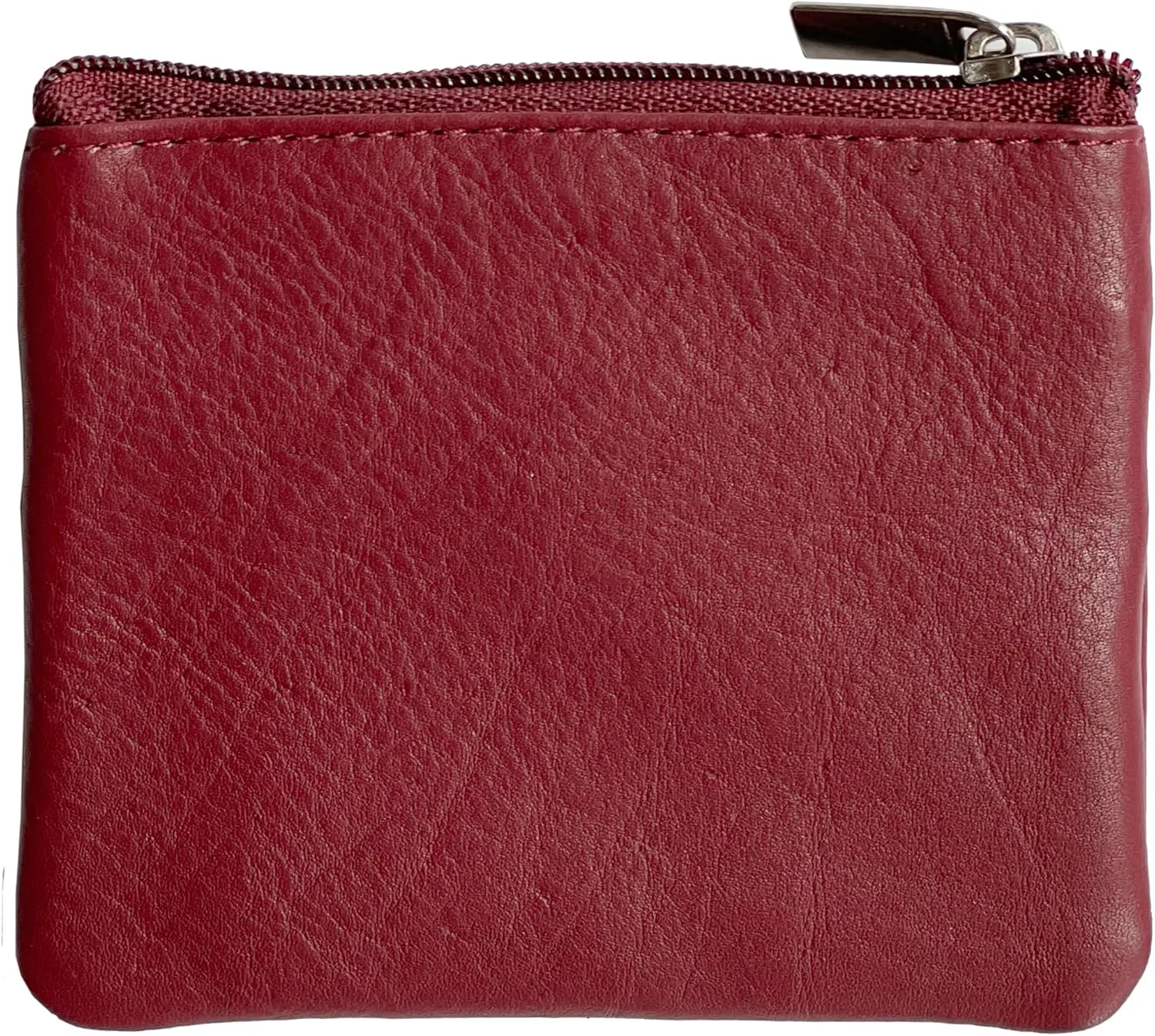 Bullz Genuine Leather Coin Purse Keychain Wallet for Women and Men- Small Zipper Pouch, Card, Paper bill, ID, Key and Change Purse, Iris Pouch & Coin Holder for Car (Burgundy)
