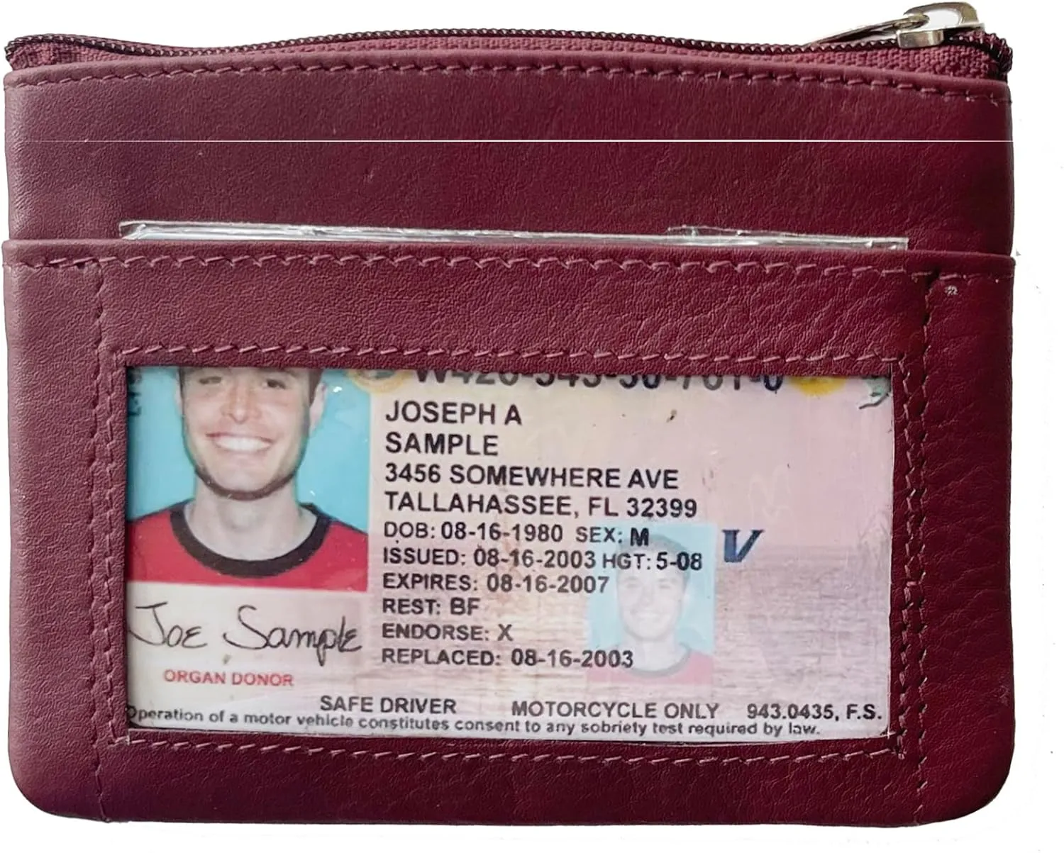 Bullz Genuine Leather Coin Purse Keychain Wallet for Women and Men- Small Zipper Pouch, Card, Paper bill, ID, Key and Change Purse, Iris Pouch & Coin Holder for Car (Burgundy)