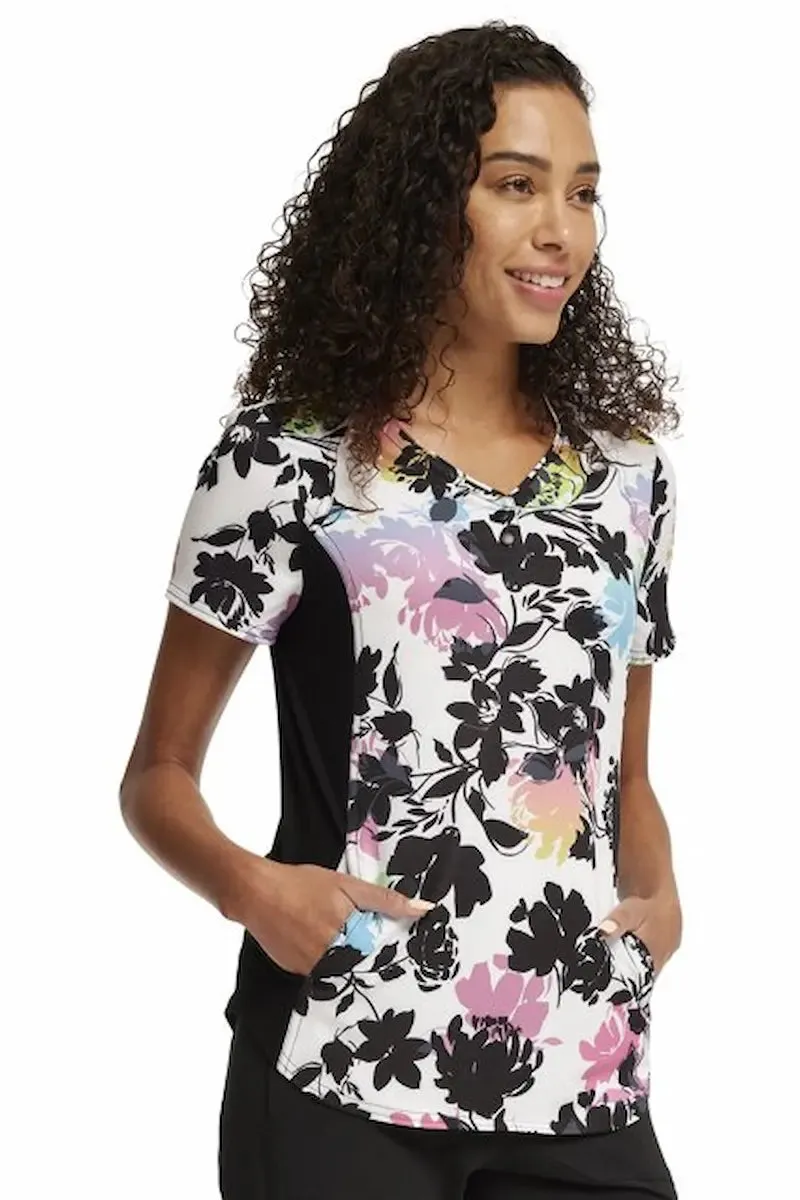 Cherokee iFlex Women's V-Neck Print Top | Garden Glow
