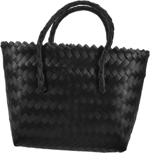 Chic Woven Tote Bag Rattan Straw Beach Bag Large Capacity Grocery Tote with Fashionable Design for Travel
