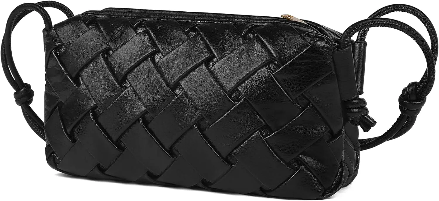 Christmas Gifts: Woven Crossbody bags for women Vegan Leather Handbags Female Messenger Bag