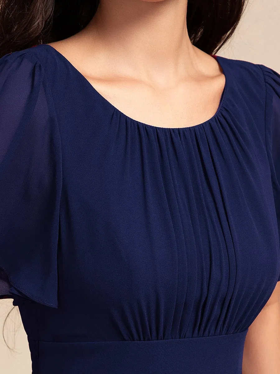 Claire | Elegant Round Neckline Short Sleeve A-Line Chiffon Bridesmaid Dress