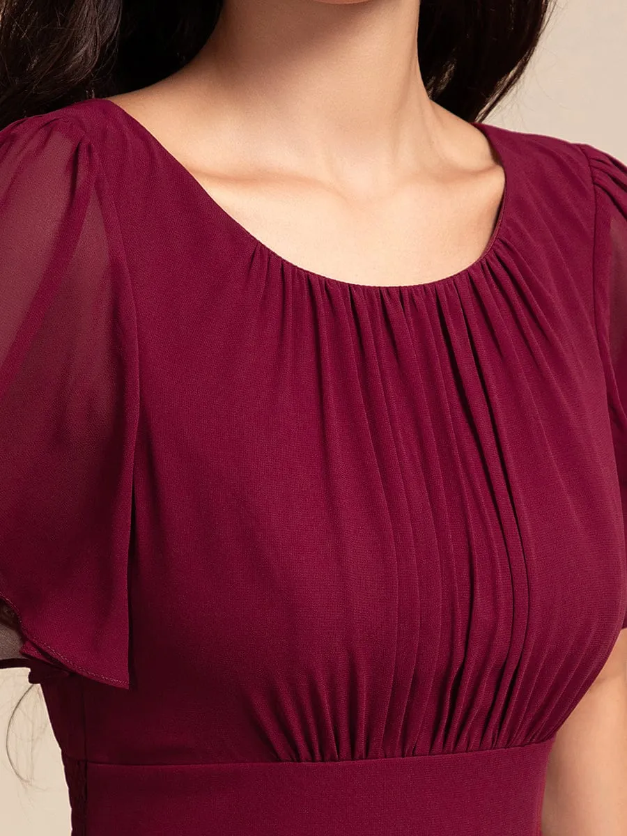 Claire | Elegant Round Neckline Short Sleeve A-Line Chiffon Bridesmaid Dress