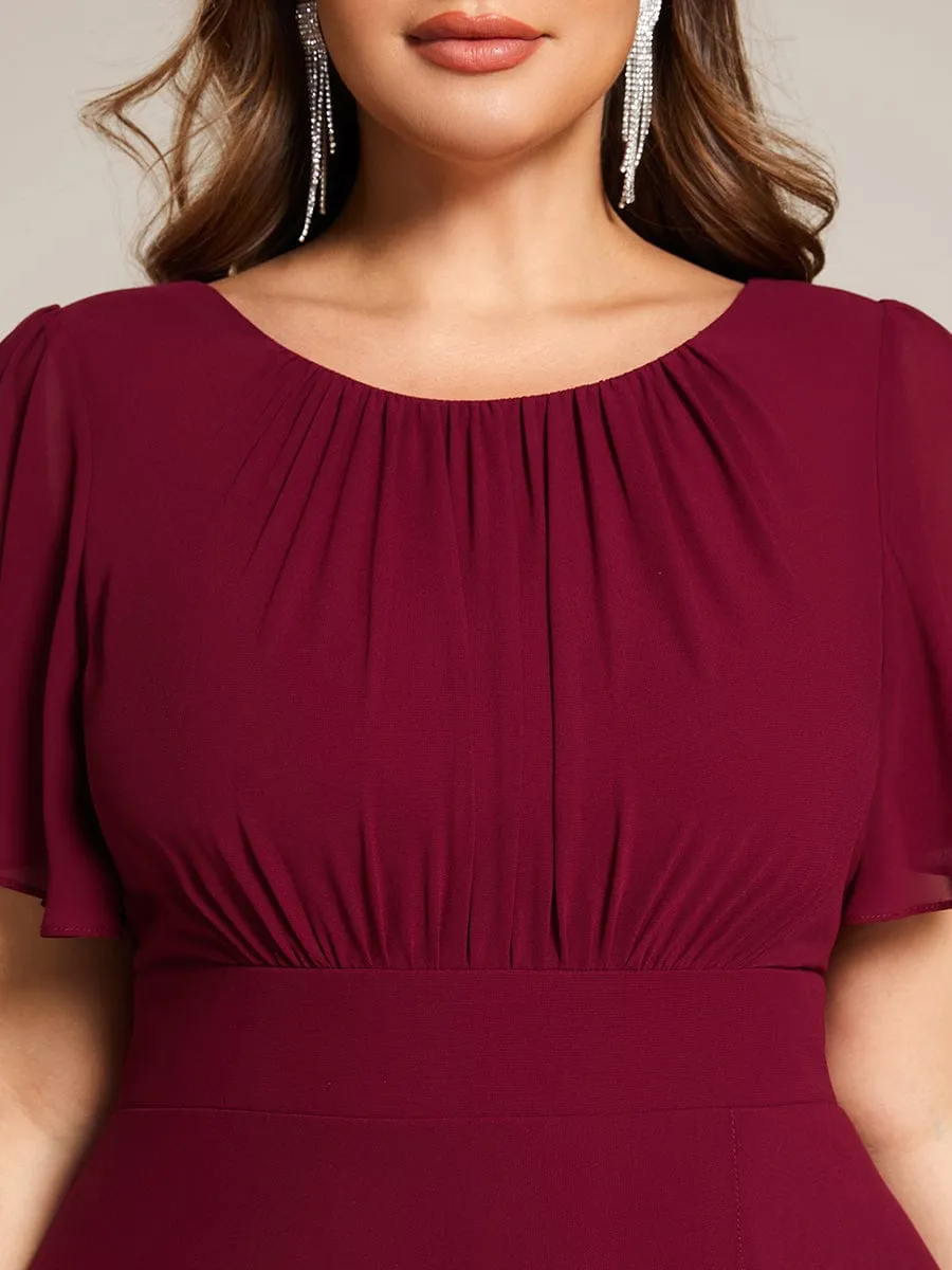 Claire | Elegant Round Neckline Short Sleeve A-Line Chiffon Bridesmaid Dress