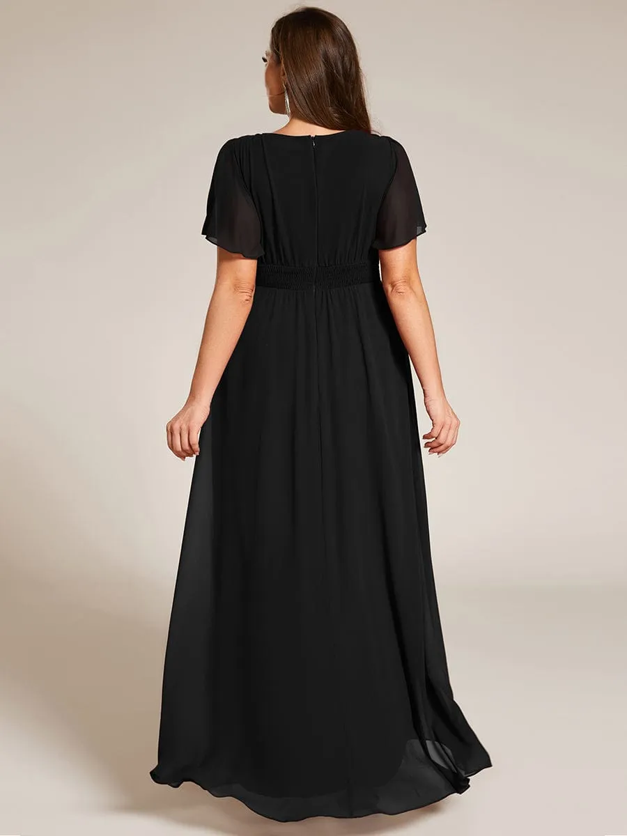 Claire | Elegant Round Neckline Short Sleeve A-Line Chiffon Bridesmaid Dress