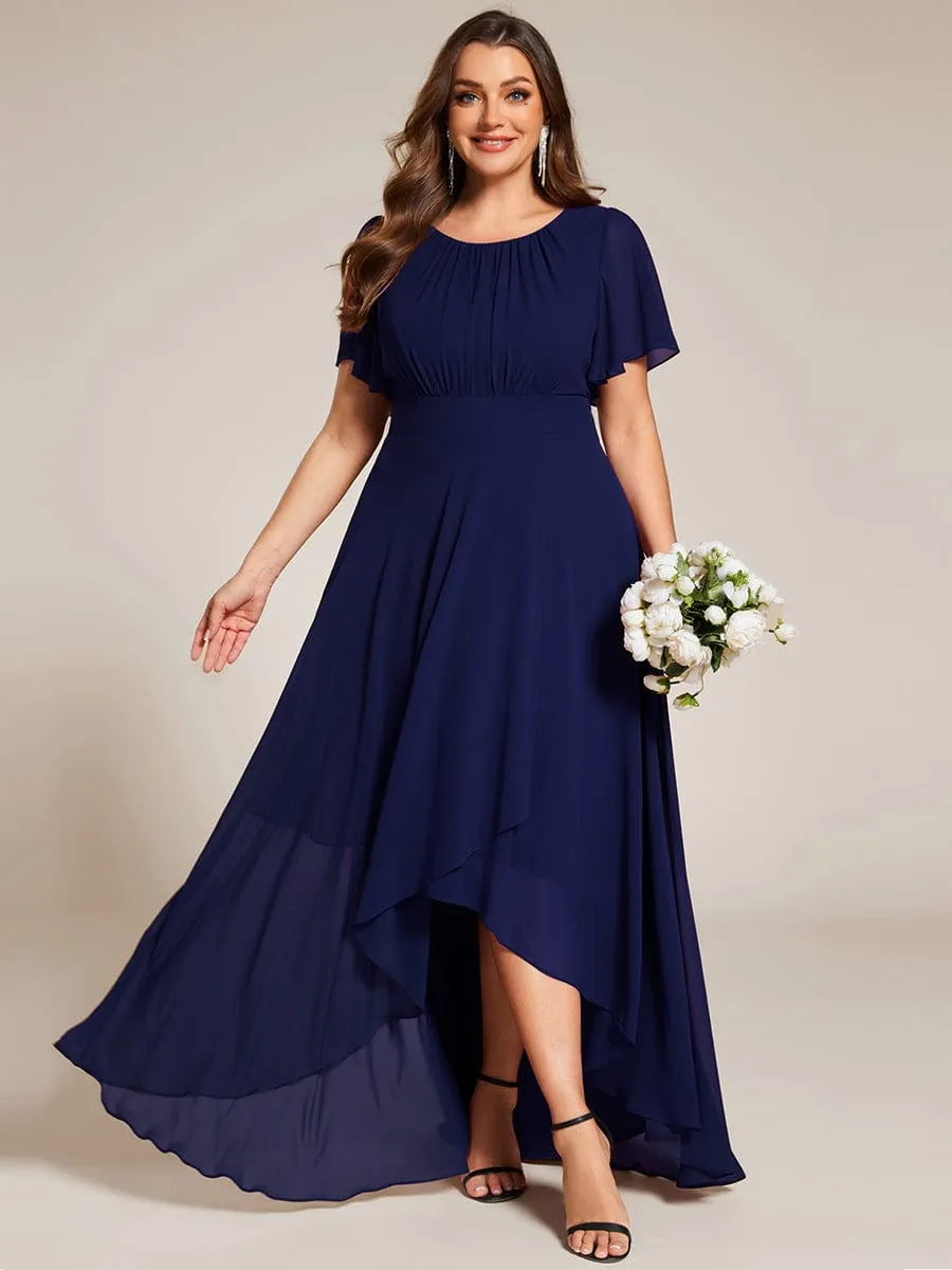 Claire | Elegant Round Neckline Short Sleeve A-Line Chiffon Bridesmaid Dress