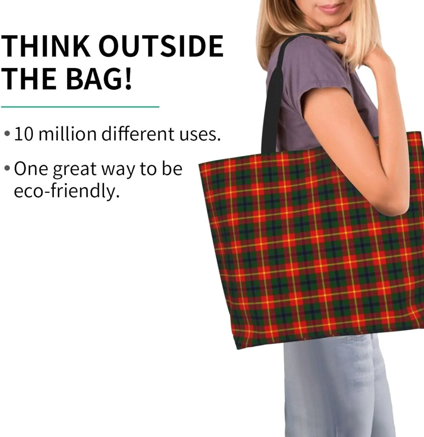 Clan Mackay Tartan Plaid Scottish Tote Bag For Women Weekender Travel Bag Reusable Grocery Bags Large Totes Handbags