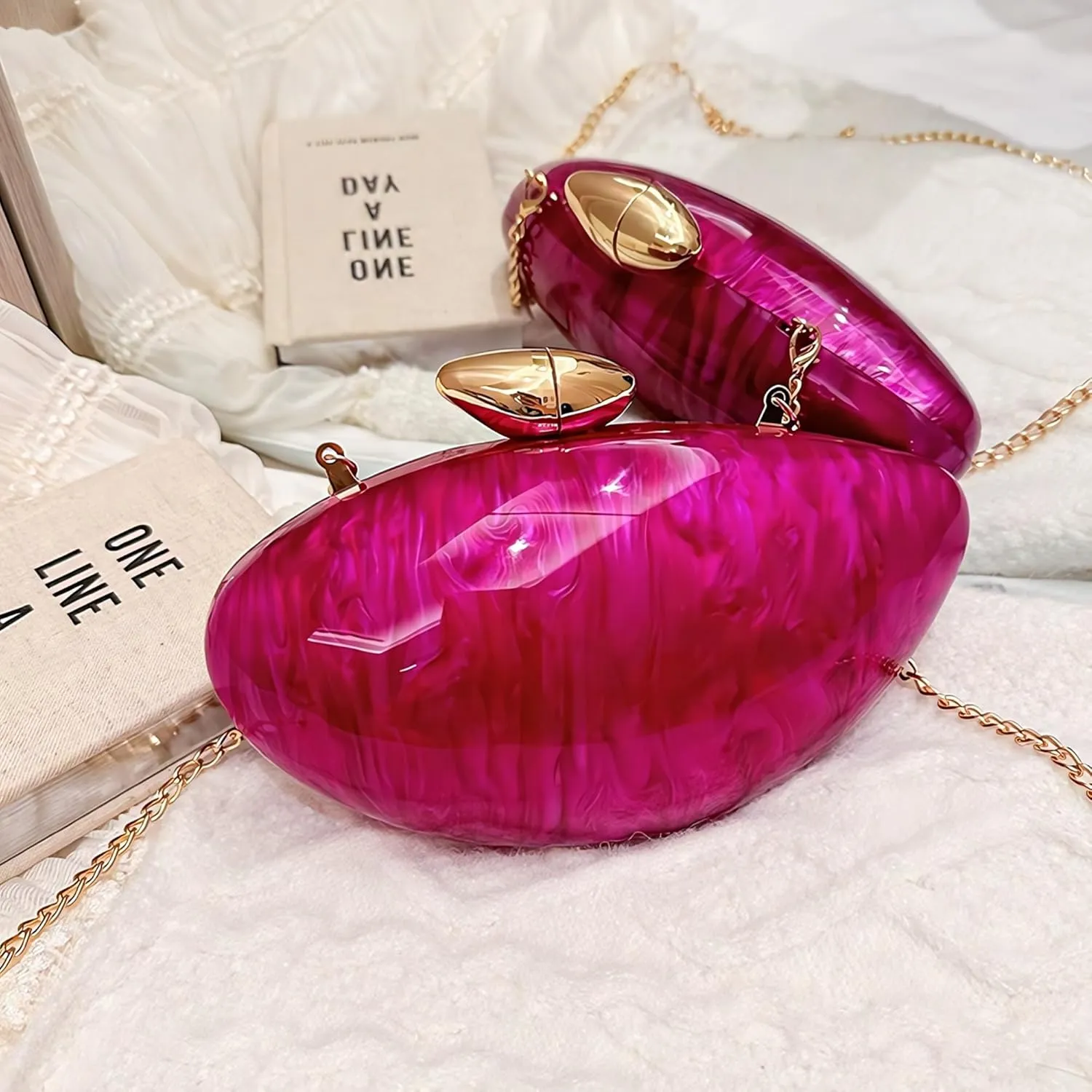 Clutch Purses for Women:Egg Shaped Womens Handbags,Shiny Evening Bags for Women,Womens Crossbody Purse Detachable Straps