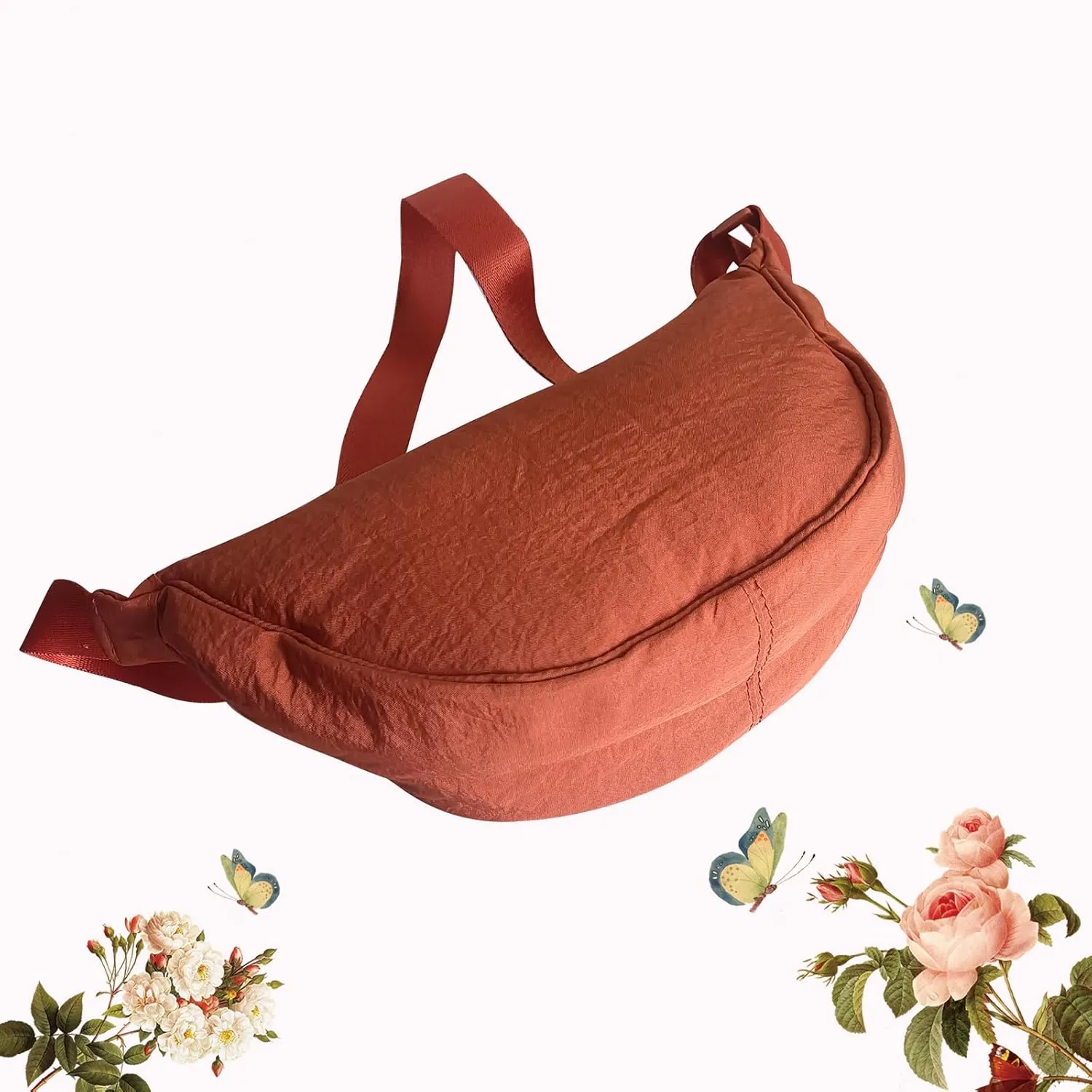 Crescent Bag for Women Men Small Nylon Crossbody Lightweight Shoulder Purse Travel Waist Bag