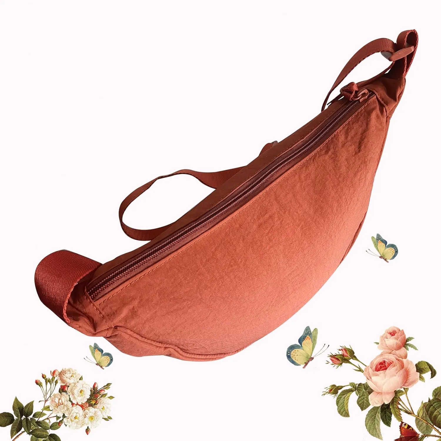 Crescent Bag for Women Men Small Nylon Crossbody Lightweight Shoulder Purse Travel Waist Bag