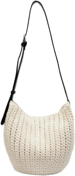 Crochet Bucket Tote Bag Handmade Satchel Shoulder Purses Cotton Hobo Purse Summer Beach Woven Crossbody Bags for Women