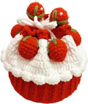 Crochet Cute Strawberry Shoulder Bag Knitted Purse for Women Crochet Drawstring Bags, Mini Handwoven Handbag,Mini Bucket Bag, Handmade Gift for Women Special Costume Tool