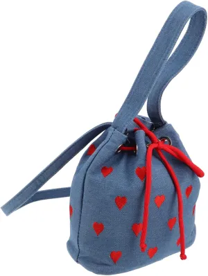 Cute Heart Shaped Crossbody Bucket Bag Small Purse With Drawstring For Women For Cell Phone And Essentials Sky-blue