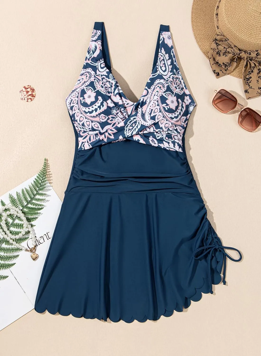 Dokotoo One Piece Swimdress Swimsuits for Women 2025 Tummy Control Swimwear Dresses Summer Skirt Bathing Suit