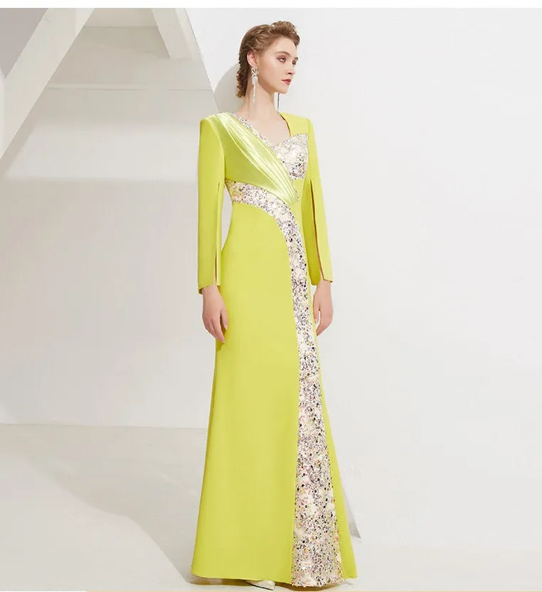 Elegant high-end light luxury niche dress women's long sleeve long evening gown dress- Italia