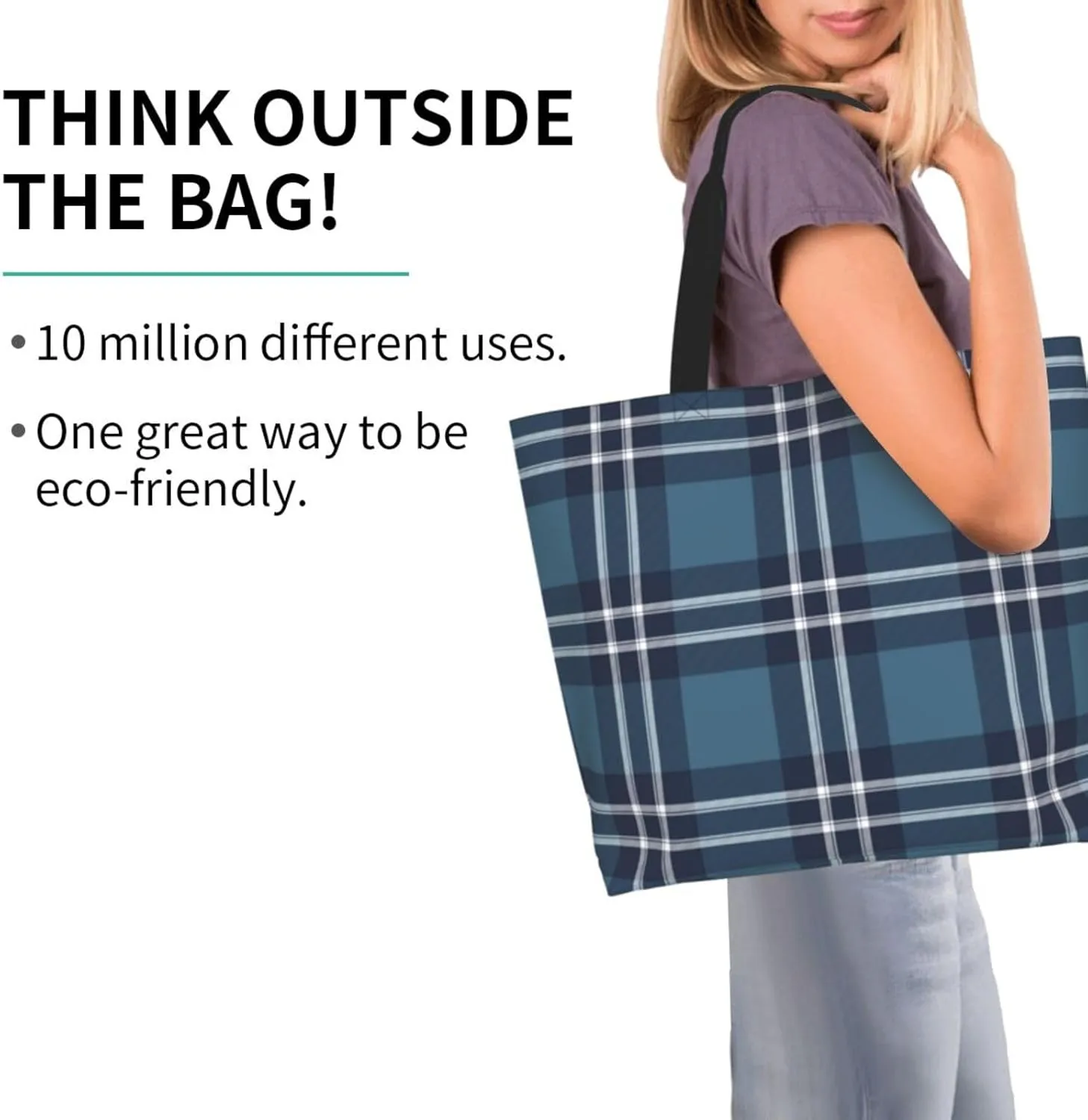 Elliot Ancient Tartan Tote Bag For Women Weekender Travel Bag Reusable Grocery Bags Large Totes Handbags