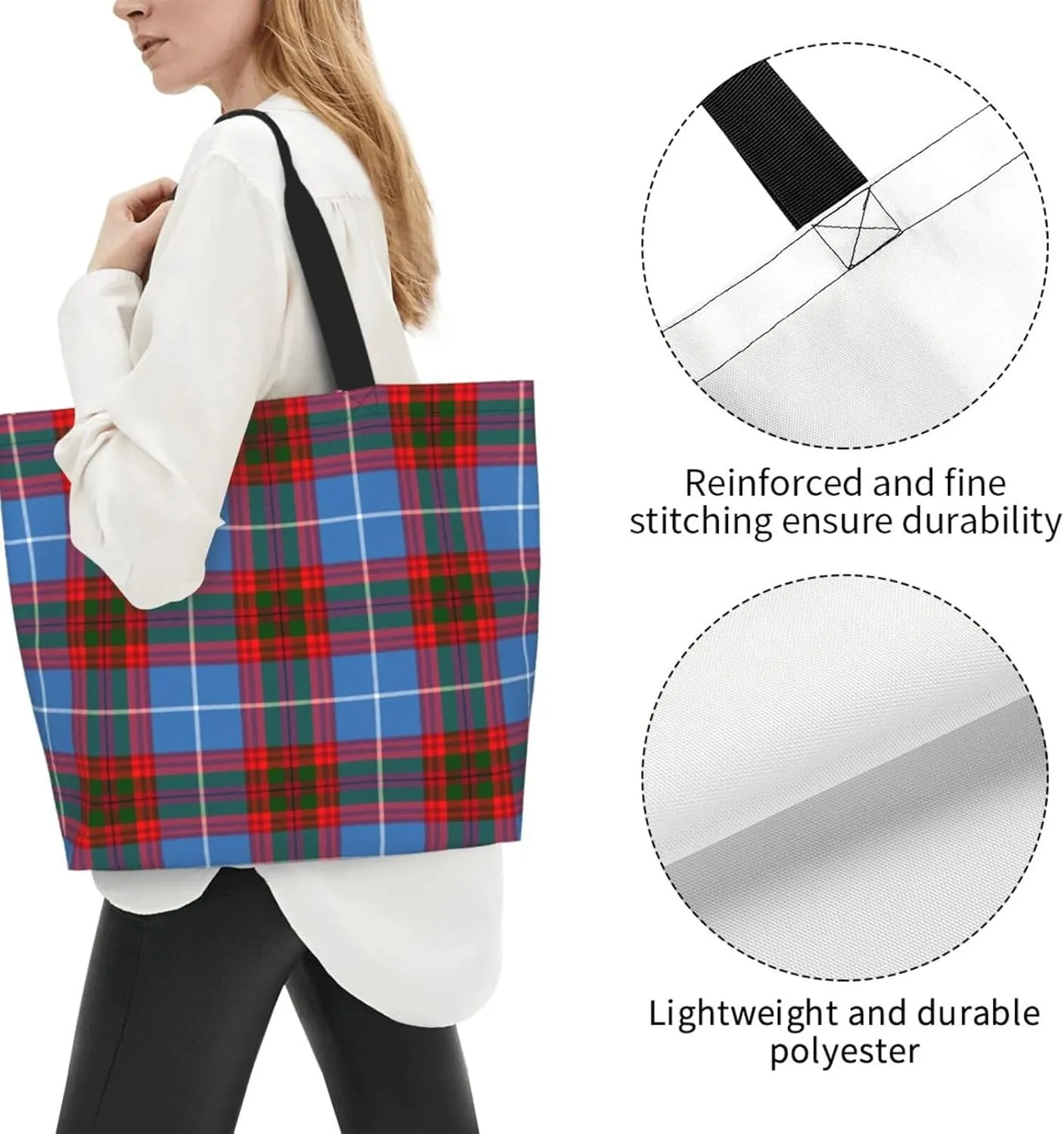 Elliot Ancient Tartan Tote Bag For Women Weekender Travel Bag Reusable Grocery Bags Large Totes Handbags