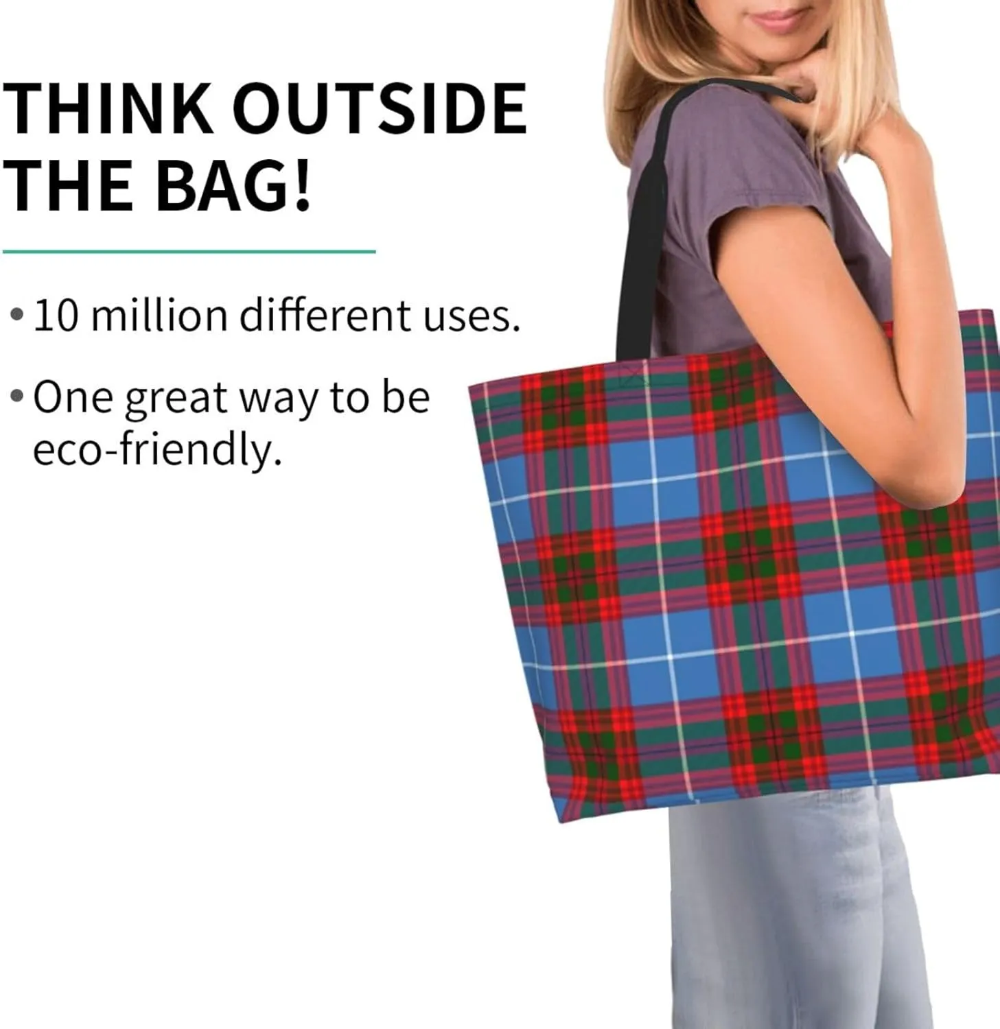 Elliot Ancient Tartan Tote Bag For Women Weekender Travel Bag Reusable Grocery Bags Large Totes Handbags
