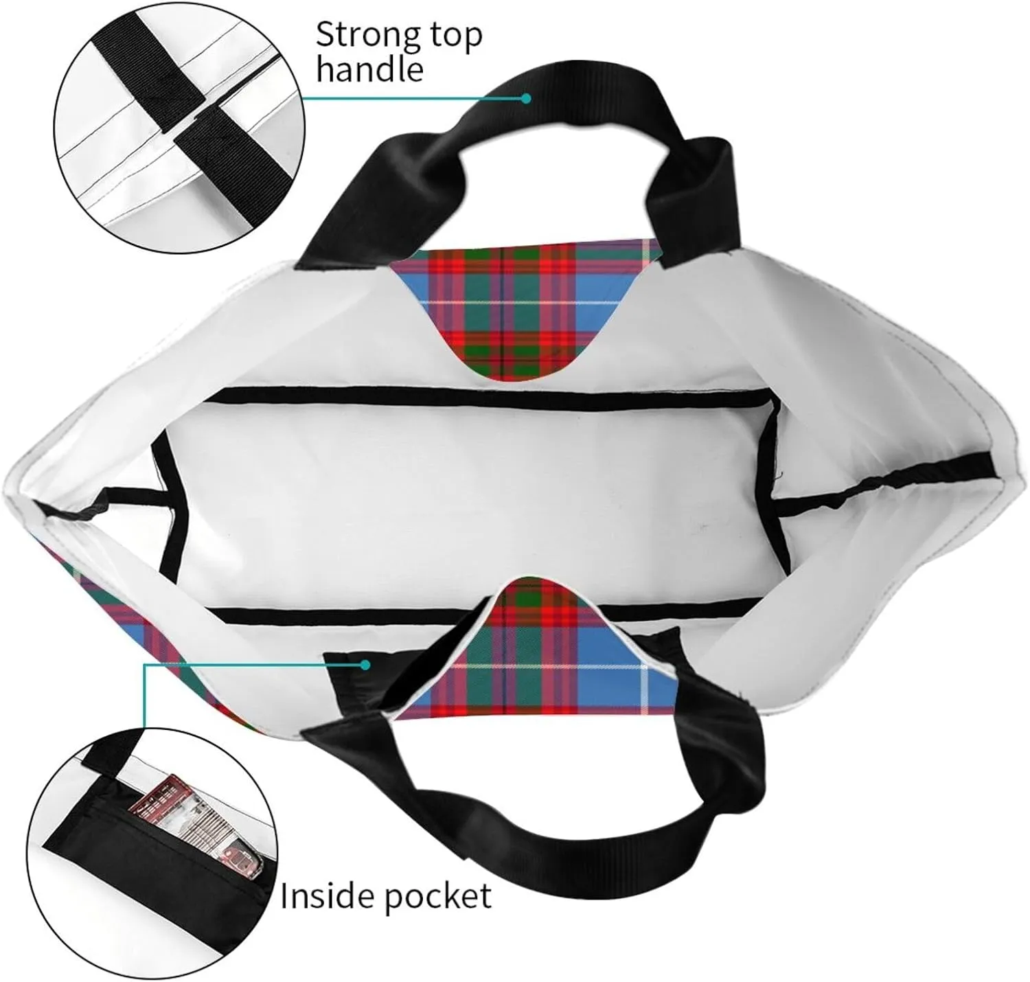 Elliot Ancient Tartan Tote Bag For Women Weekender Travel Bag Reusable Grocery Bags Large Totes Handbags