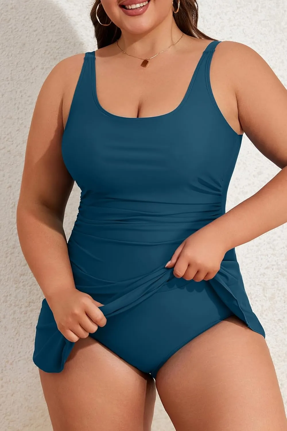 Eomenie Plus Size Swimdress for Women One Piece Swimsuit Tummy Control Swim Dresses Skirt Bathing Suit