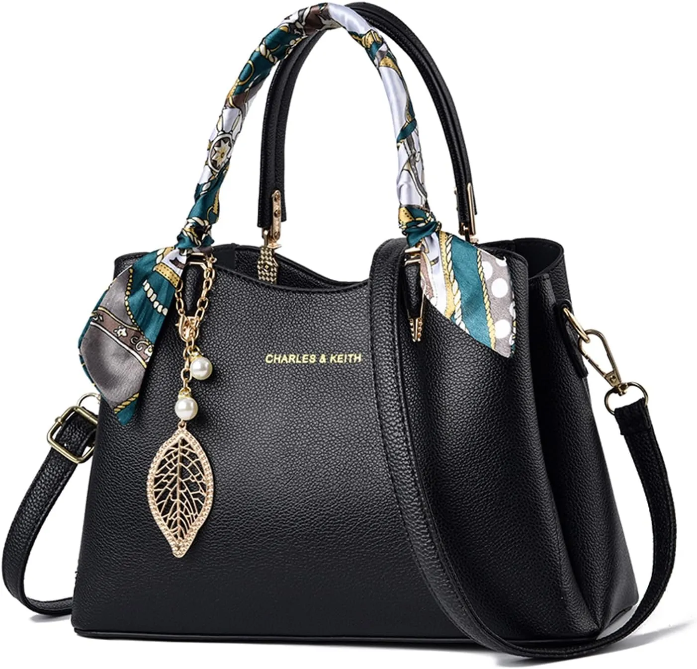 Eslcorri Women Purse Small Top Handle Satchel Bag Shoulder Tote Handbag PU Leather Lady Crossbody Hobo Bag with Charm & Scarf