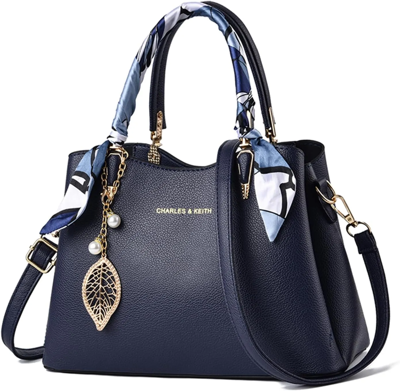 Eslcorri Women Purse Small Top Handle Satchel Bag Shoulder Tote Handbag PU Leather Lady Crossbody Hobo Bag with Charm & Scarf